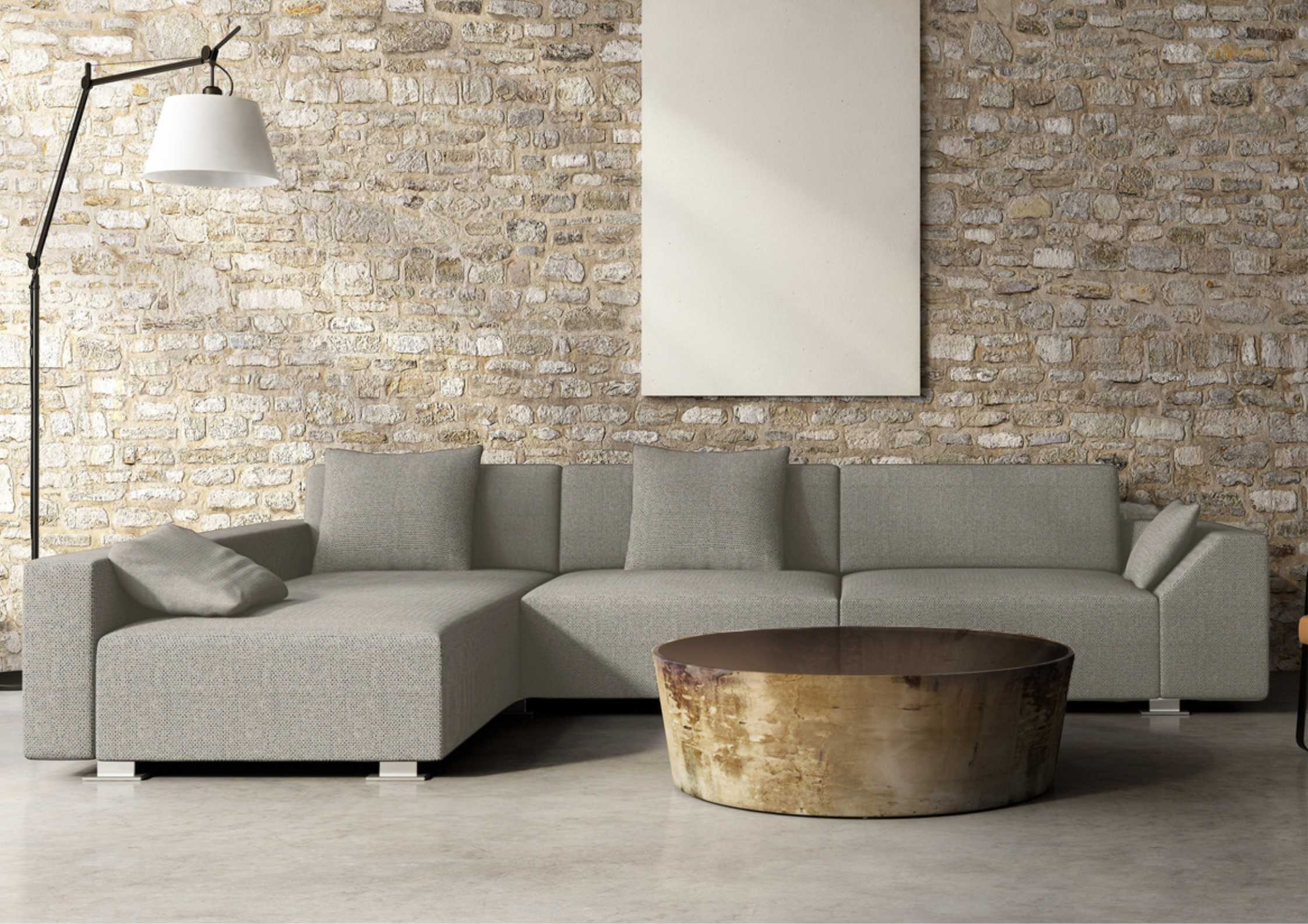 Szary narożnik w stylu loft